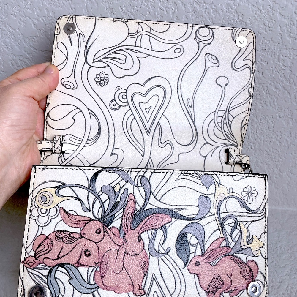 Prada Signature X James Jean Rabbit Print Leather Wallet on Chain Crossbody Bag - Picture 7 of 12